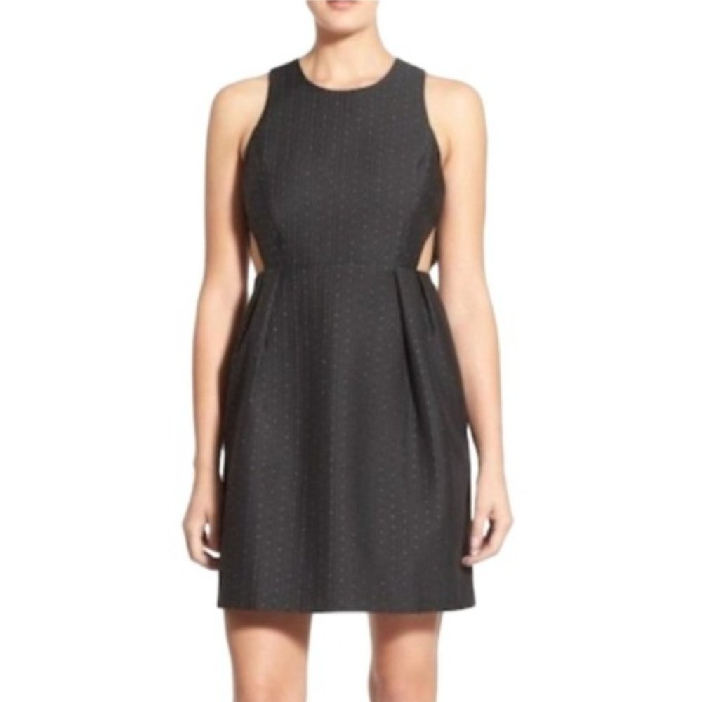 Madewell 1937 Women's Black Midnight Speckle Cut Out Mini Cocktail Dress Size 6 - Picture 2 of 16